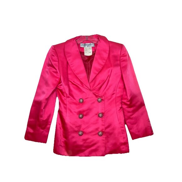 Wow Jacqueline Des Ribes Pink Satin 90s Evening Jacket Wedding Brunch Le Smoking - Picture 1 of 8